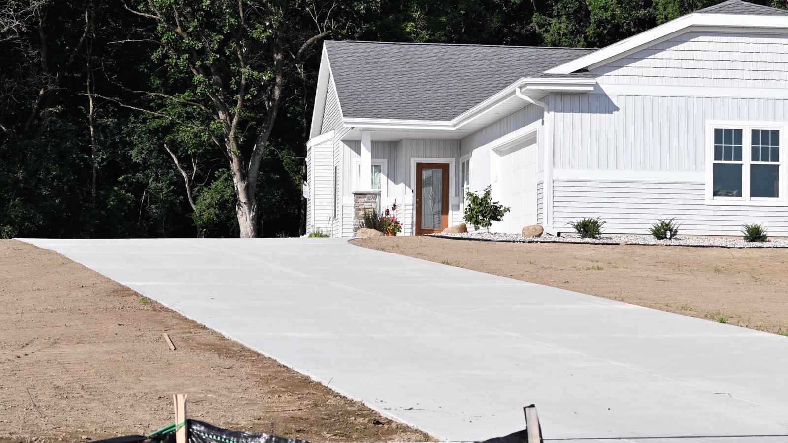 New concrete driveway poured and finished at a Baltimore, MD home