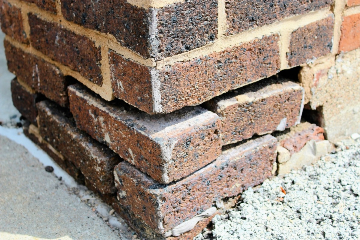 Weathered nineteenth-century Baltimore brick with eroded lime mortar joints